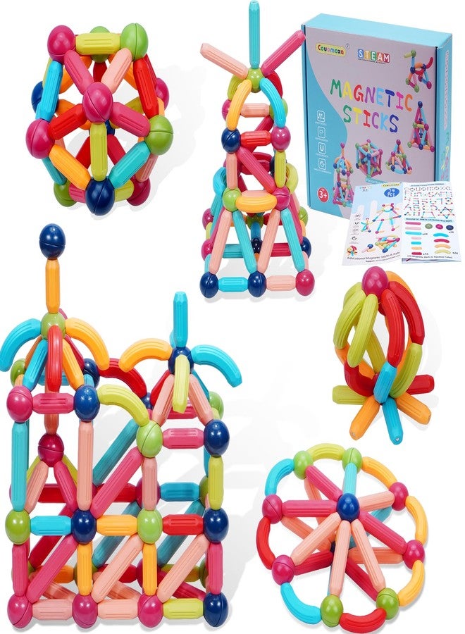 COUOMOXA Magnetic Building Blocks STEM for Toddlers: 74pcs Montessori Magnet Toys for 3 4 5 6 7 8+ Years Old Kids - Sensory Toys for Preschool Gifts-Starter Set - Birthday Gift for Boys Girls - Image 1